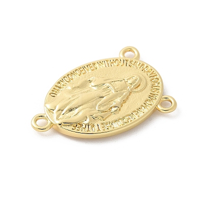 Brass Virgin Miraculous Medal Oval Chandelier Component Links KK-P294-03G-1