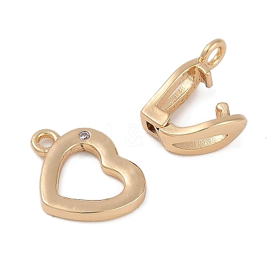 Heart Brass Fold Over Clasps FIND-U017-19G-1