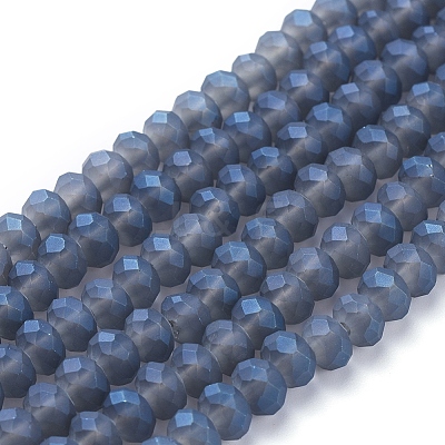 Full Rainbow Plated Faceted Rondelle Glass Beads Strands EGLA-J054-6x4mm-FR04-1