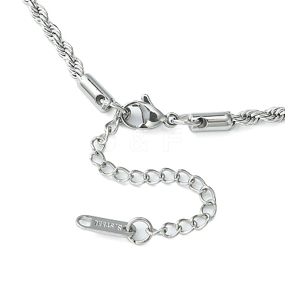 304 Stainless Steel Rope Chain Necklace for Men Women NJEW-YW0001-19-1