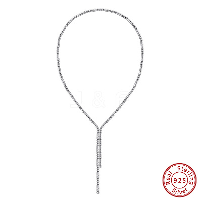 Adjustable 925 Sterling Silver Round Column Magnetic Beaded Necklaces for Women NJEW-A048-03P-1