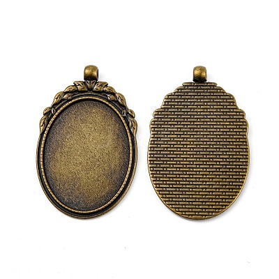 Tibetan Style Alloy Pendant Cabochon Bezel Settings TIBEP-M018-62AB-NF-1