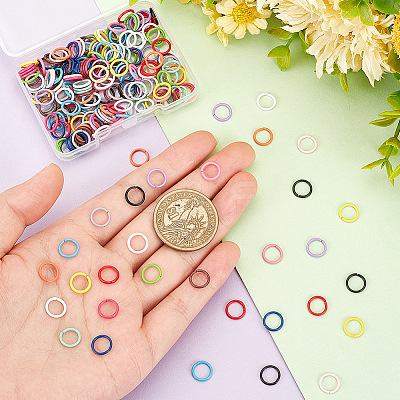 225Pcs 15 Colors SPray Painted Zinc Alloy Open Jump Rings FIND-H0010-91A-1