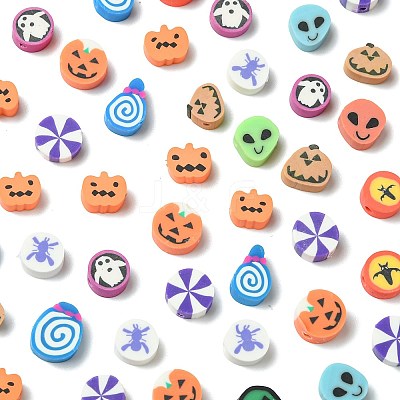 198Pcs 9 Styles Halloween Theme Handmade Polymer Clay Beads CLAY-FS0001-44-1