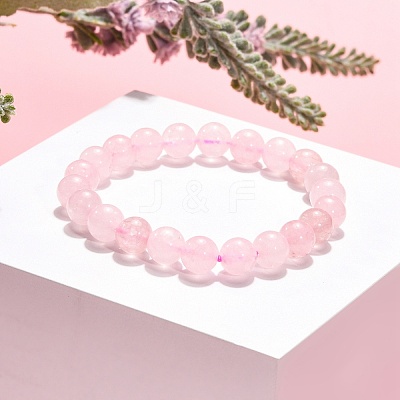 Natural Rose Quartz Beaded Stretch Bracelets B072-1-1