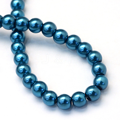 Baking Paint Pearlized Glass Pearl Round Bead Strands HY-Q330-8mm-06-1