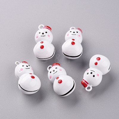 Baking Paint Brass Bell Pendants X-KKB-S002-016B-1