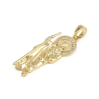 Brass Micro Pave Cubic Zirconia Pendants KK-D409-49G-01-1