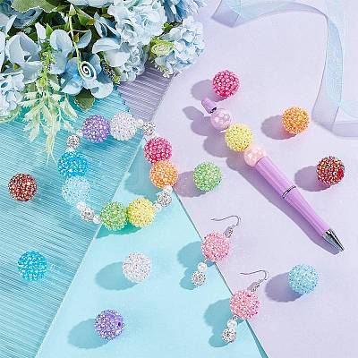20Pcs 10 Colors AB Color Plated Acrylic Rhinestone Beads OACR-PH0004-01-1
