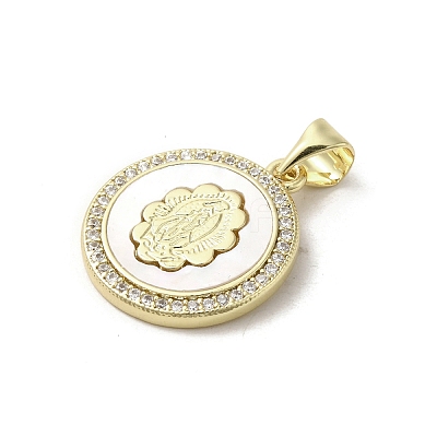 Brass Micro Pave Clear Cubic Zirconia Pendants KK-I708-03C-G-1