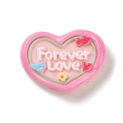Heart Cartoon Word Forever Love Opaque Resin Decoden Cabochons RESI-R447-02A-1