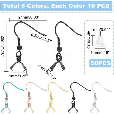 50Pcs 5 Style 304 Stainless Steel Earring Hooks FIND-UN0001-32-1