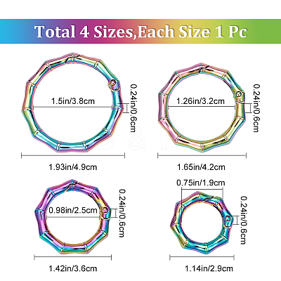 4Pcs 4 Styles Zinc Alloy Spring Gate Rings FIND-GF0004-17-1