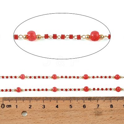 Handmade Brass Glass Beaded Chains GL-CBA1C06-01G-04-1