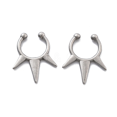 304 Stainless Steel 3 Spike Clip on Nose Rings AJEW-A062-05P-02-1