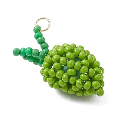 Glass Seed Beaded Mango Pendants PALLOY-MZ00893-03-1