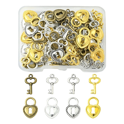 80Pcs 8 Style DIY Alloy Pendants FIND-FS0001-66-1