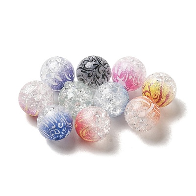 Duotone Spray Painted Crackle Acrylic Beads X-OACR-G029-02-1