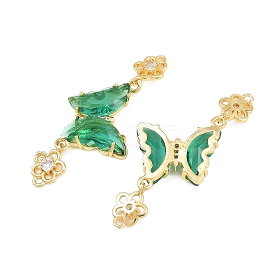 Brass Micro Pave Cubic Zirconia Connector Charms CU-CBACDF6-01G-15-1