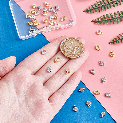 60Pcs 2 Colors Brass Micro Pave Cubic Zirconia Charms KK-PH0012-36-1
