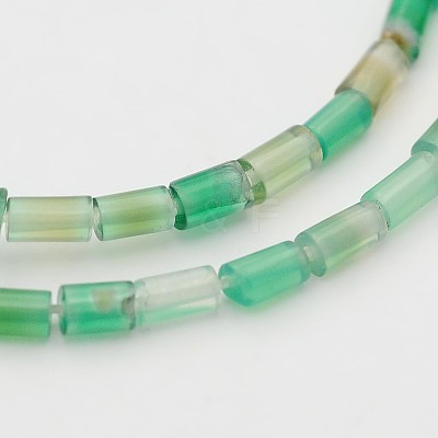 Natural Green Onyx Agate Column Beads Strands G-N0153-22-1