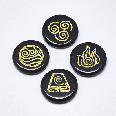 Natural Black Gemstone Cabochons G-T122-37K-1