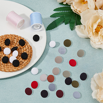 96Pcs 12 Colors 1-Hole Polyester Buttons BUTT-DC0001-03-1