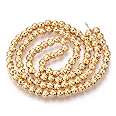 Electroplate Non-magnetic Synthetic Hematite Bead Strands G-Q466-4mm-04-1