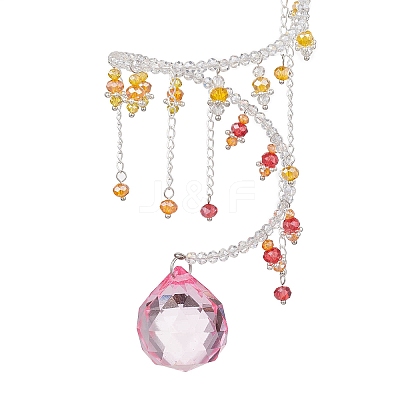 Glass Teardrop Hanging Suncatchers HJEW-TA00413-03-1