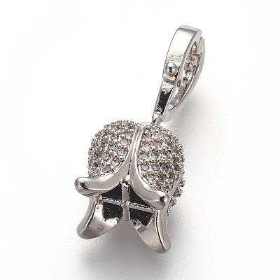 Eco-Friendly Brass Micro Pave Cubic Zirconia Bead Cap Bails KK-P156-25P-NR-1