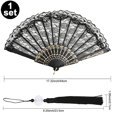 1Pc Plastic & Cloth Fans AJEW-SP0003-76-1