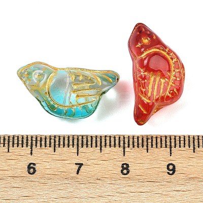 Baking Paint and Golden Metal Enlaced Glass Beads DGLA-T004-17M-1