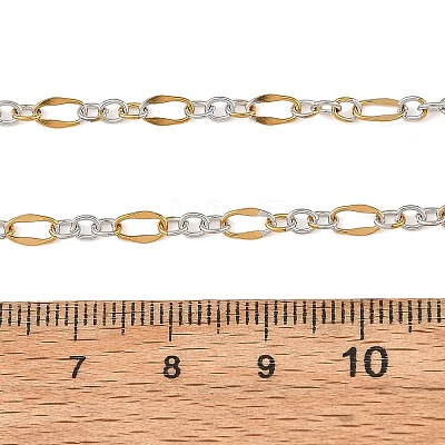 2Pcs Adejustabel Two Tone 304 Stainless Steel Oval Link Chains Necklace Making AJEW-JB01667-1