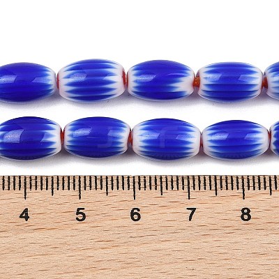 Handmade Millefiori Glass Oval Beads Strands LK-Z001-02B-05-1