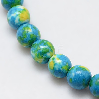 Synthetic Ocean White Jade Beads Strands G-L019-8mm-06-1