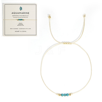 Natural Aquamarine Braided Beads Bracelets for Women LU0568-3-1