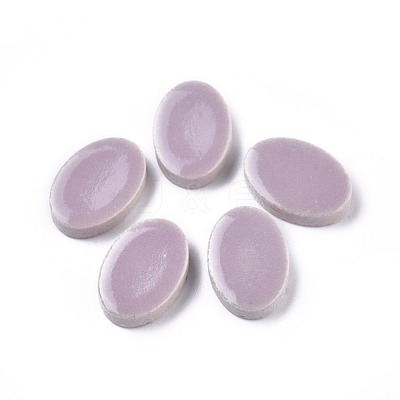 Porcelain Cabochons PORC-WH0002-03G-1
