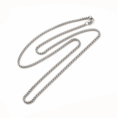Non-Tarnish 201 Stainless Steel Box Chain Necklace for Men Women STAS-P323-01P-1