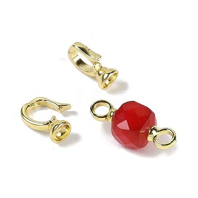 Natural Red Corundum/Ruby with Brass Fold Over Clasps G-G141-01G-1