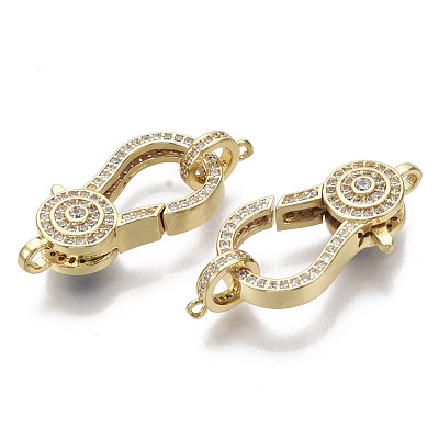 Brass Micro Pave Clear Cubic Zirconia Lobster Claw Clasps ZIRC-S066-025-NF-1