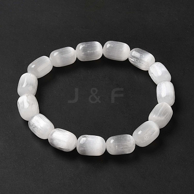 Natural Selenite Column Beaded Stretch Bracelet for Women LS-BJEW-I312-01-1