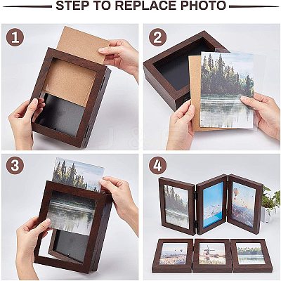 Hinged Wood Picture Frames Box DIY-WH0162-27B-1