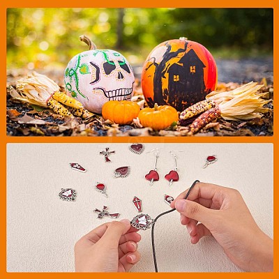 14Pcs 7 Style Halloween Alloy Rhinestone Pendants JX160A-1