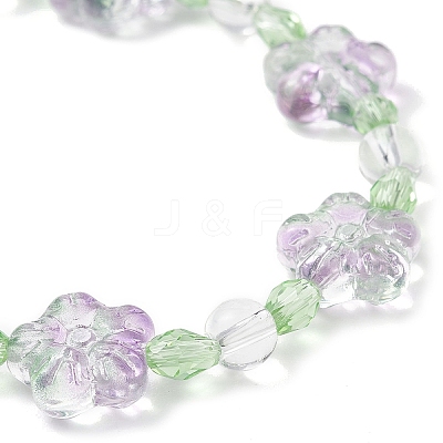 Plum Blossom Flower Glass Beads Stretch Bracelets for Women BJEW-JB12138-03-1