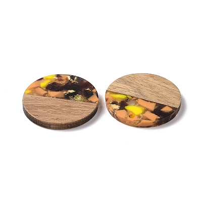 Transparent Resin & Walnut Wood Pendants RESI-N025-045A-1