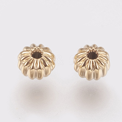Brass Corrugated Beads X-KK-S314-4mm-13G-1