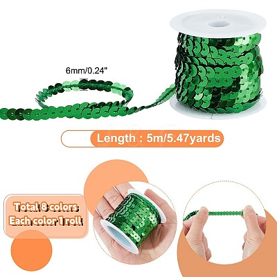 8 rolls 8 colors Eco-Friendly Plastic Paillette Beads PVC-PH0001-27-1
