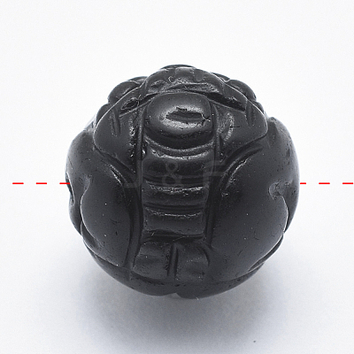 Carved Round Natural Obsidian Beads G-P360-01-16mm-1