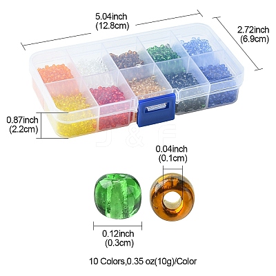100G 10 Colors 8/0 Glass Seed Beads SEED-YW0002-40-1