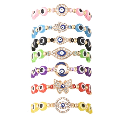Resin Evil Eye Braided Bead Bracelets for Women BJEW-FS00018-06-1